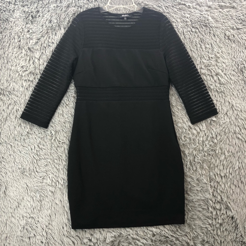 Lulus Dress Womens XL Perfect Mesh Black Bodycon Side Zipper Sheer Panels